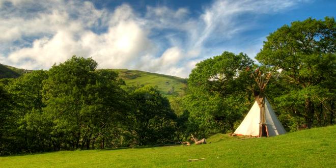 Eco Retreats tipi in the Dyfi Forest