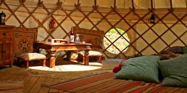Yurt interior at Eco Retreats